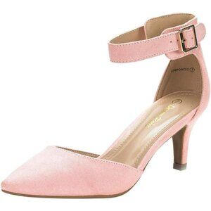 Dream Pairs Women's Pink Suede Faux Suede pointed Toe Kitten Heels Pumps Shoes
